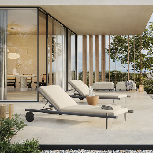 Contemporary sun lounger - DAVOS - Unopiù - acrylic fabric / aluminum / garden