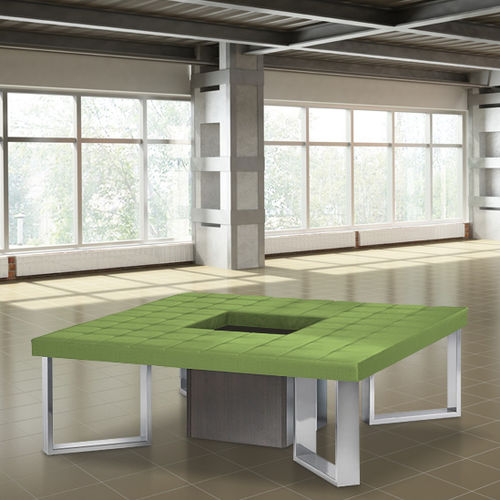 Contemporary bench - PANKA : PQC120 - GEKIPS - powder-coated steel / synthetic leather / with integrated planter