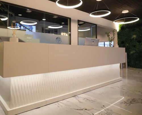 Corner reception desk - ALPHA - GEKIPS - L-shaped / modular / U-shaped