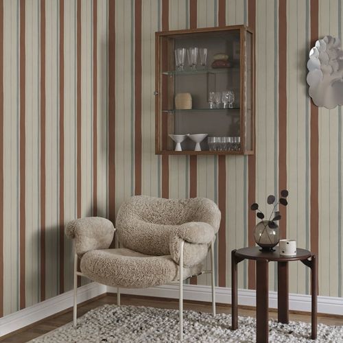 Traditional wallpaper - Billie - SAND BERG - striped / panoramic / yellow