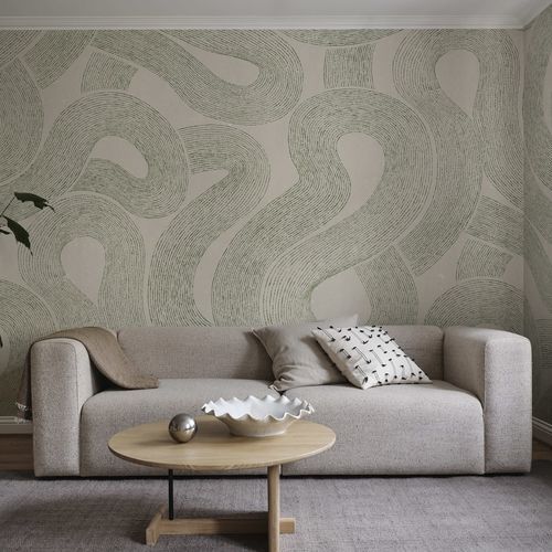 Contemporary wallpaper - Zen Mural - SAND BERG - nature pattern / panoramic / blue