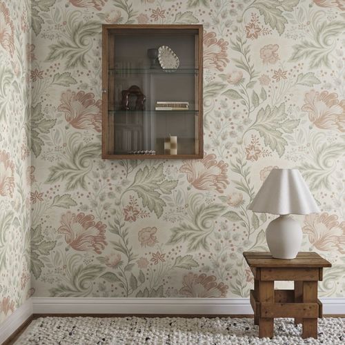 Contemporary wallpaper - Ava Mural - SAND BERG - floral / panoramic / red