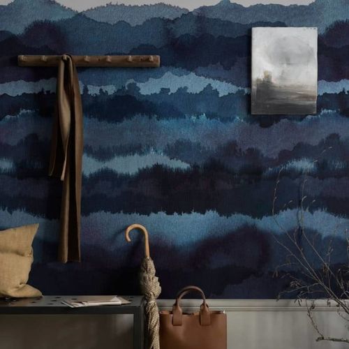 Original wallpaper - MIDNATT - SAND BERG - panoramic / blue / gray