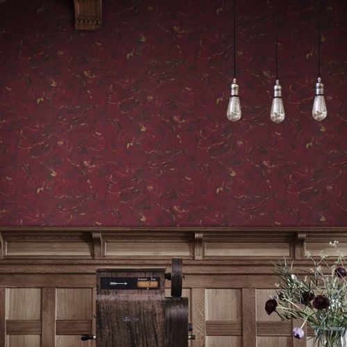 Contemporary wallpaper - MARION - SAND BERG - nature pattern / stone look / red