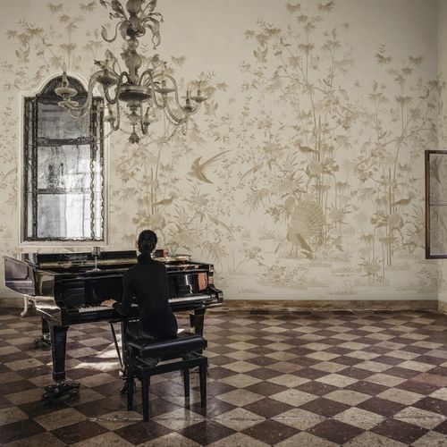 Contemporary wallpaper - Chinoiserie Garden - SAND BERG - nature pattern / panoramic / chinoiserie