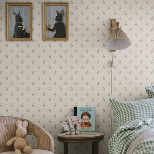 Contemporary wallpaper - Siv - SAND BERG - floral / blue / beige