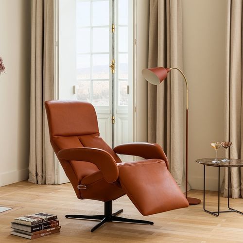 Contemporary armchair - SYMPHONY - JORI - fabric / leather / steel