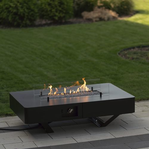 Gas fire pit - Rio Table  - Planika - galvanised steel / tempered glass / rectangular