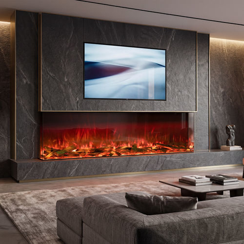 Electric fireplace insert - ASTRO - Planika - steel / contemporary / remote-controlled