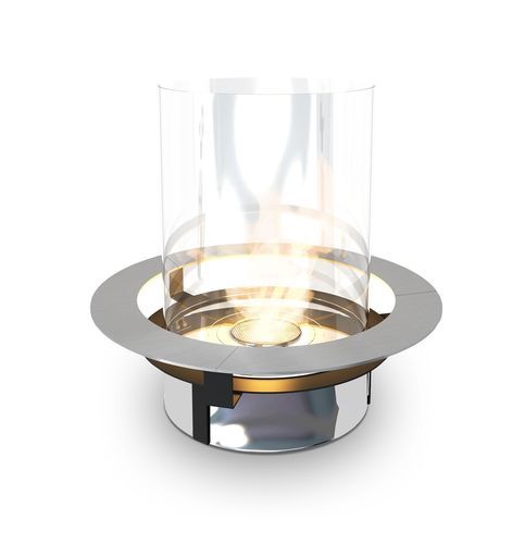 Glass bioethanol burner - RONDO - Planika - stainless steel / round / circular