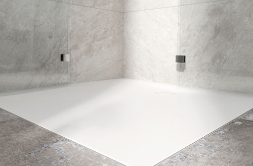 Square shower base - BetteFlat - Bette GmbH & Co. KG - above floor / titanium / non-slip