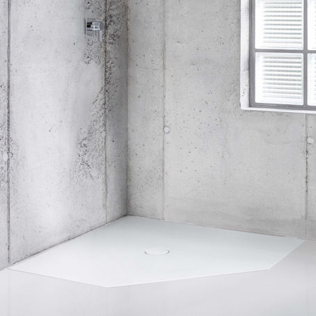 Corner shower tray - BetteFloor Caro - Bette GmbH & Co. KG - pentagonal / above floor / titanium
