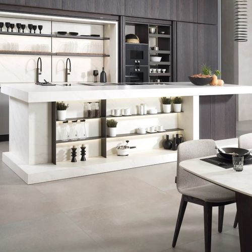 Contemporary kitchen - E7.90FS &middot; E4.90F - GAMADECOR – PORCELANOSA Grupo - oak / island / hidden