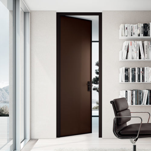 Interior door - THESI - Movi - wooden / anodized aluminum / swing