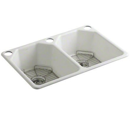 Double kitchen sink - KALLISTA - L20305-00 - KALLISTA - without drainboard / cast iron / undermount