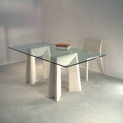 Contemporary dining table - Riflesso - stonebreakers - crystal / stone base / rectangular