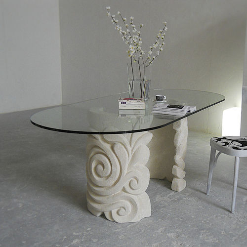 Contemporary table - Apamea  - stonebreakers - crystal / stone base / oval