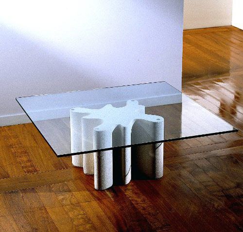 Contemporary coffee table - Splash - stonebreakers - glass / stone base / square