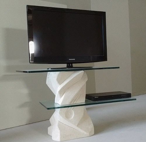 Contemporary TV cabinet - Picasso - stonebreakers - custom / handmade / glass