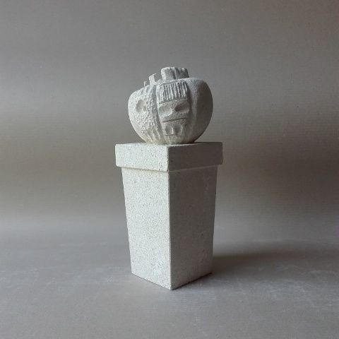 Stone sculpture - Gaia Cactus - stonebreakers - handmade / gray / still life