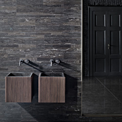 Wall-mounted washbasin - ADDA - Salvatori - natural stone / wooden / with counter