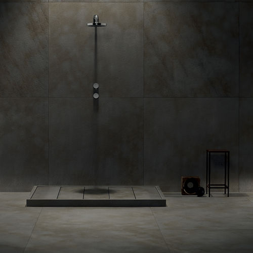 Rectangular shower base - FILO RAISED - Salvatori - raised / natural stone / non-slip
