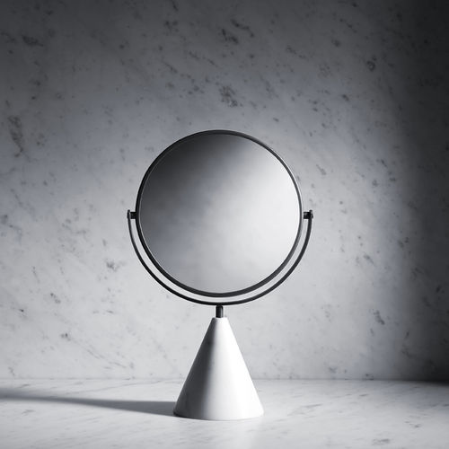 Table bathroom mirror - FONTANE BIANCHE - Salvatori - contemporary / round / natural stone
