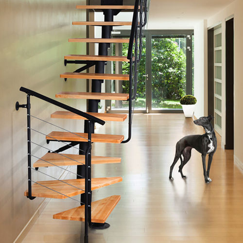 Quarter-turn staircase - DIXI PLUS - Atrium - wooden step / metal frame / contemporary