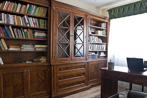 High bookcase - OFFICE - AKAN-handmade furniture - traditional / wooden / glazed