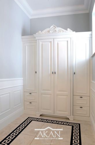 Traditional wardrobe - AKAN-handmade furniture - lacquered wood / with swing doors / with drawer