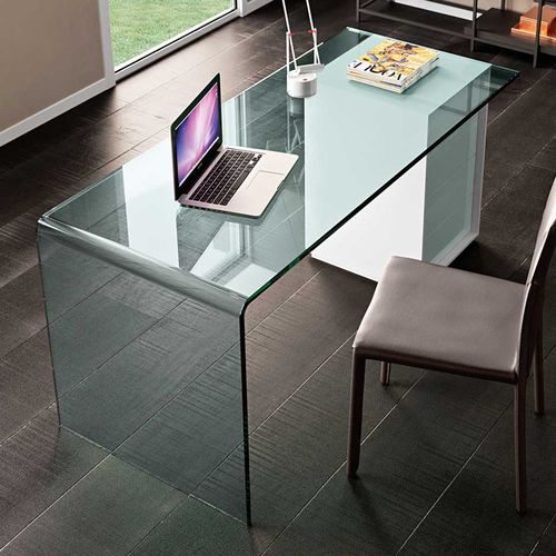 Contemporary desk - RIALTO L  - FIAM ITALIA - glass / custom / home office