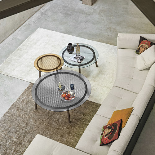 Contemporary coffee table - CANNAGE  - FIAM ITALIA - tempered glass / marble / solid wood base