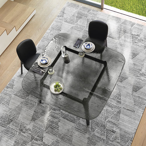 Contemporary table - MAGMA - FIAM ITALIA - tempered glass / solid wood base / rectangular
