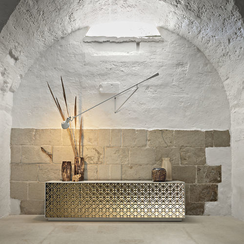 Contemporary sideboard - ECHO MADIA - FIAM ITALIA - lacquered wood / smoked glass / tempered glass facing