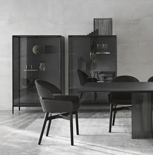 Contemporary chair - LLOYD  - FIAM ITALIA - indoor / leather / solid wood base