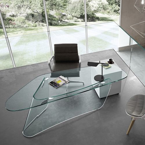 Contemporary desk - LLT OFX  - FIAM ITALIA - glass / home office