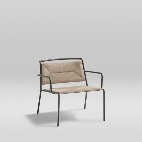 Contemporary armchair - SUMMER - POINT - foam / rope / thermo-lacquered aluminum