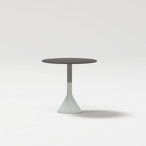 Contemporary table - NECK - POINT - painted aluminum / porcelain / concrete
