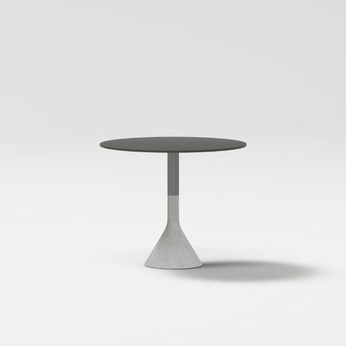 Contemporary table - NECK - POINT - painted aluminum / porcelain / concrete