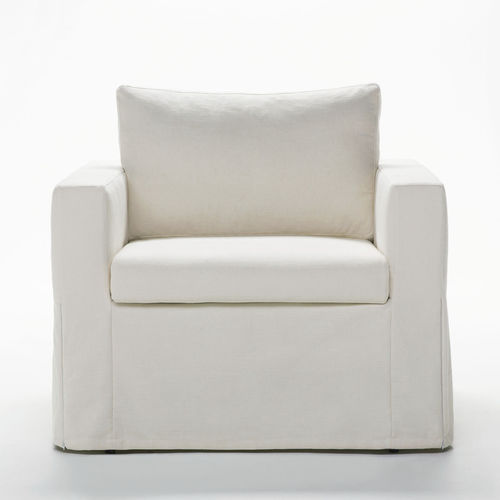 Contemporary armchair - DAFNE  - BERTO - leather / fabric / with removable cover