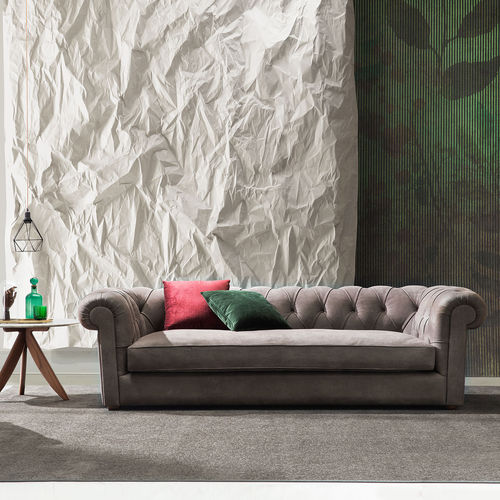 Chesterfield sofa - BOSTON - BERTO - fabric / leather / brown