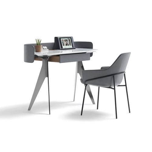 Contemporary secretary desk - JIM - BERTO - solid wood / leather / chrome steel