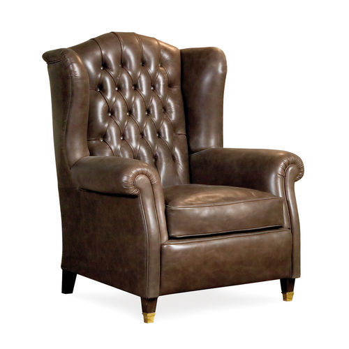 Chesterfield armchair - QUEEN  - BERTO - fabric / leather / solid wood