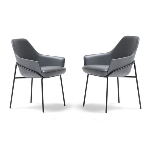 Contemporary dining chair - JACKIE - BERTO - indoor / leather / metal base