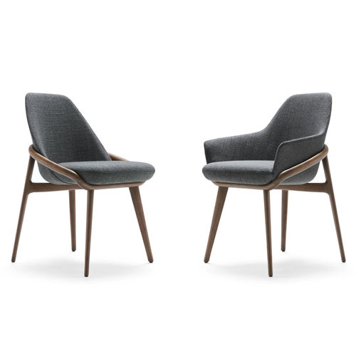 Contemporary chair - JACKIE WOOD - BERTO - indoor / fabric / leather