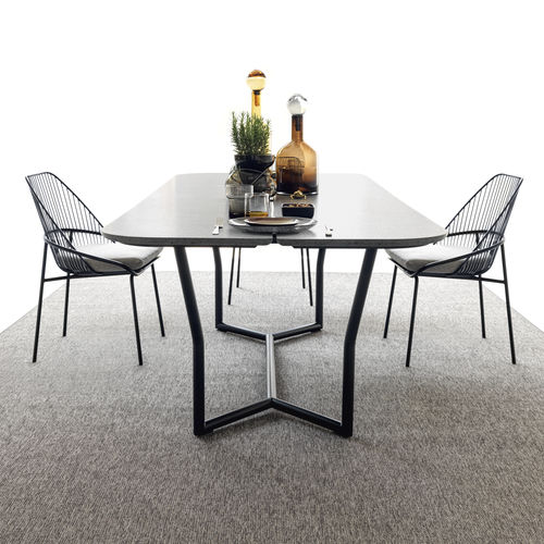 Contemporary dining table - CJ  - BERTO - HPL / lava / lacquered stainless steel base