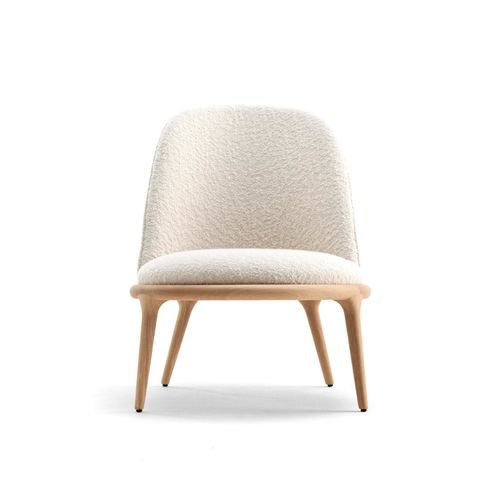 Leather relaxing armchair - Kim - BERTO - fabric / walnut / oak