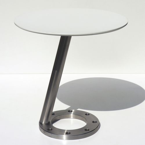 Original design pedestal table - STEELFUSION - INSILVIS - composite / stainless steel base / round