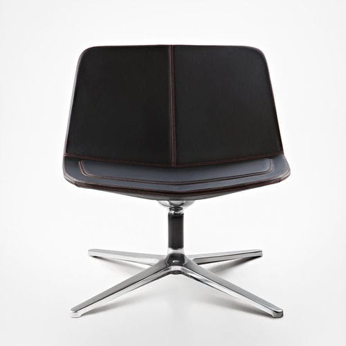 Contemporary fireside chair - STRATOS  - MAXDESIGN - synthetic leather / leather / fabric
