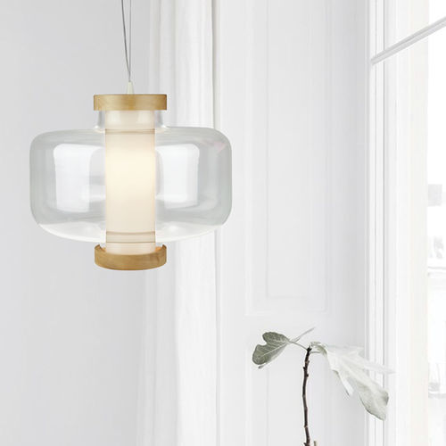 Pendant lamp - BULLE - BROSSIER SADERNE - glass / linden / polycarbonate